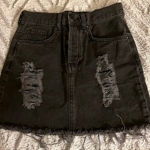 black distressed mini skirt
